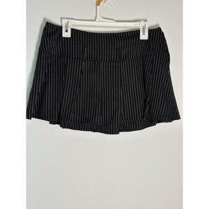 Sweet Society Black Pinstripe Pleated Mini Skirt Y2K Schoolgirl Goth Large